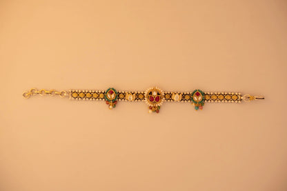 P925 Silver Kundan Pushpa Bracelet
