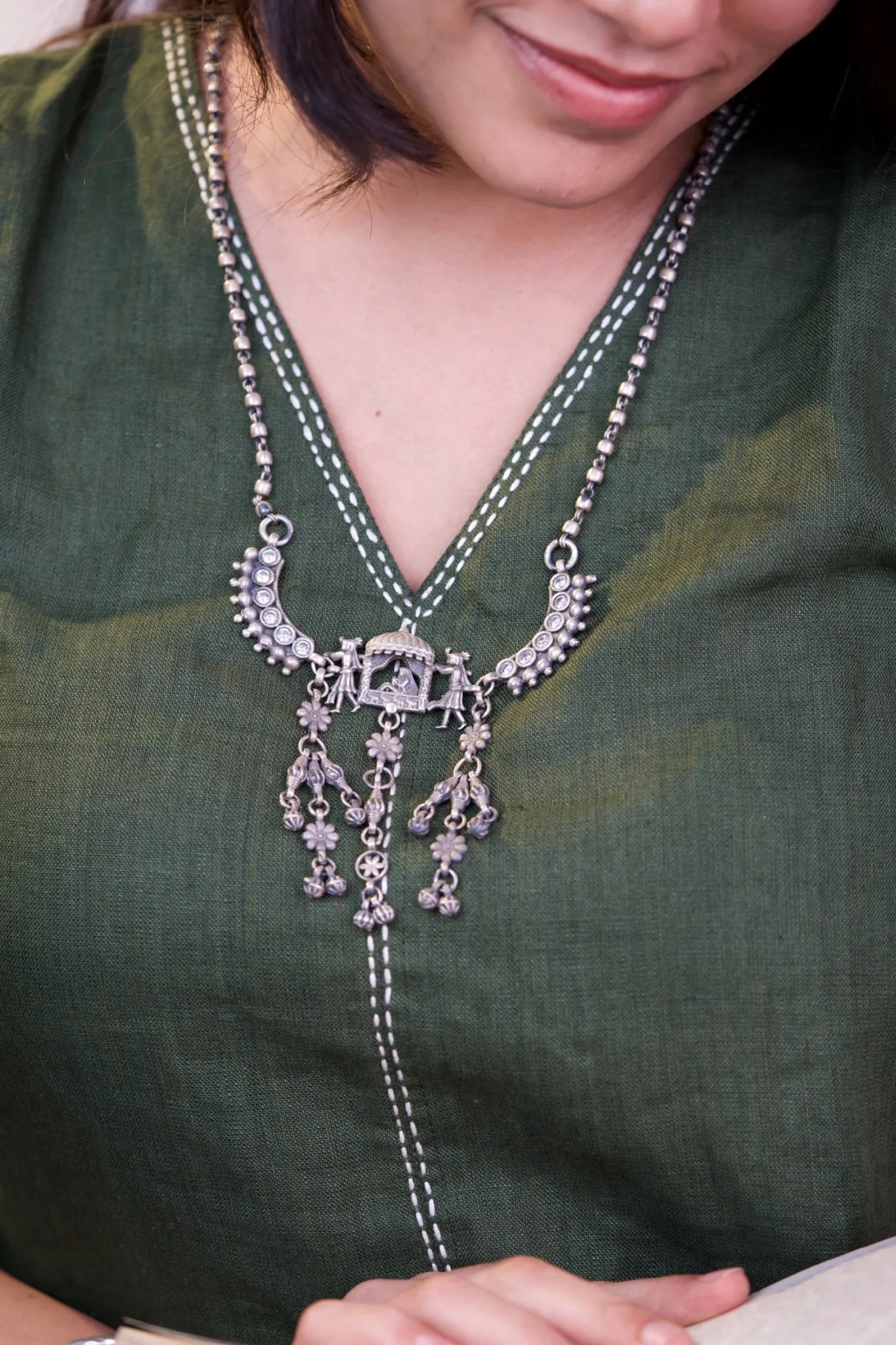 P925 Silver Heritage Doli Motif  Silver Necklace