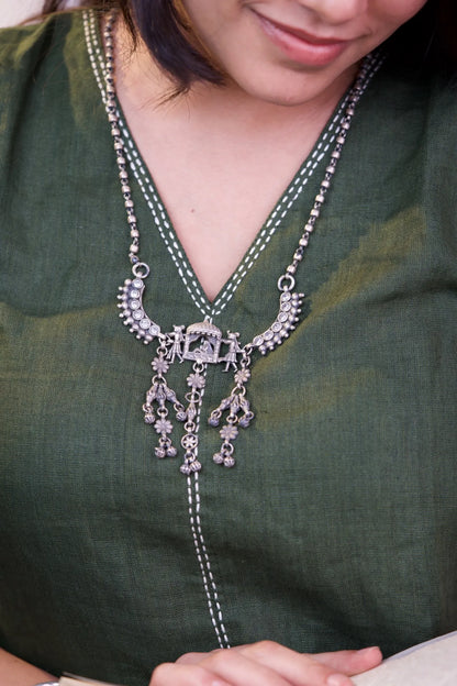 P925 Silver Heritage Doli Motif  Silver Necklace