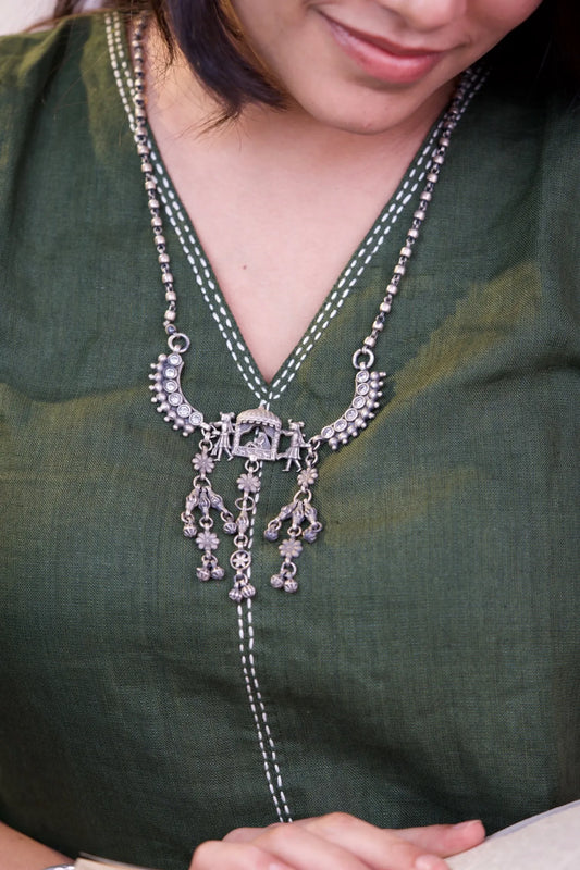 P925 Silver Heritage Doli Motif  Silver Necklace