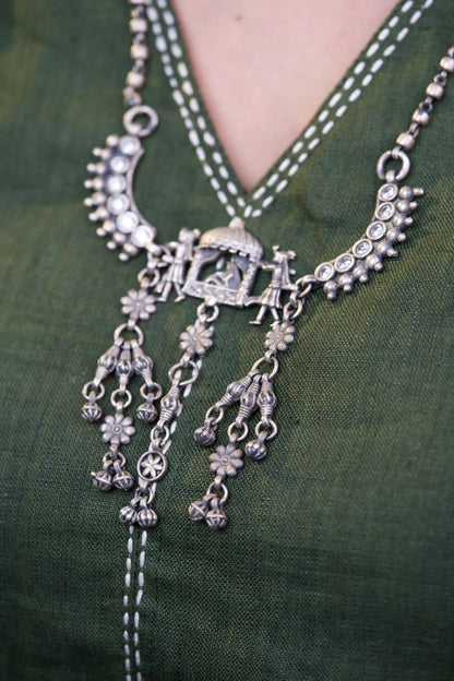 P925 Silver Heritage Doli Motif  Silver Necklace
