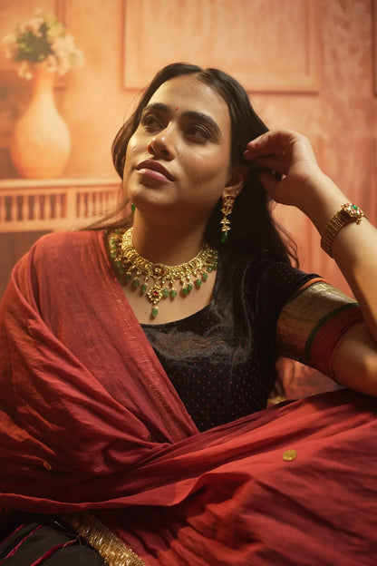 P925 Silver Emerald Amara Kundan Choker