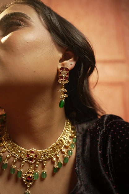P925 Silver Zara Ruby Kundan Dangler Earrings