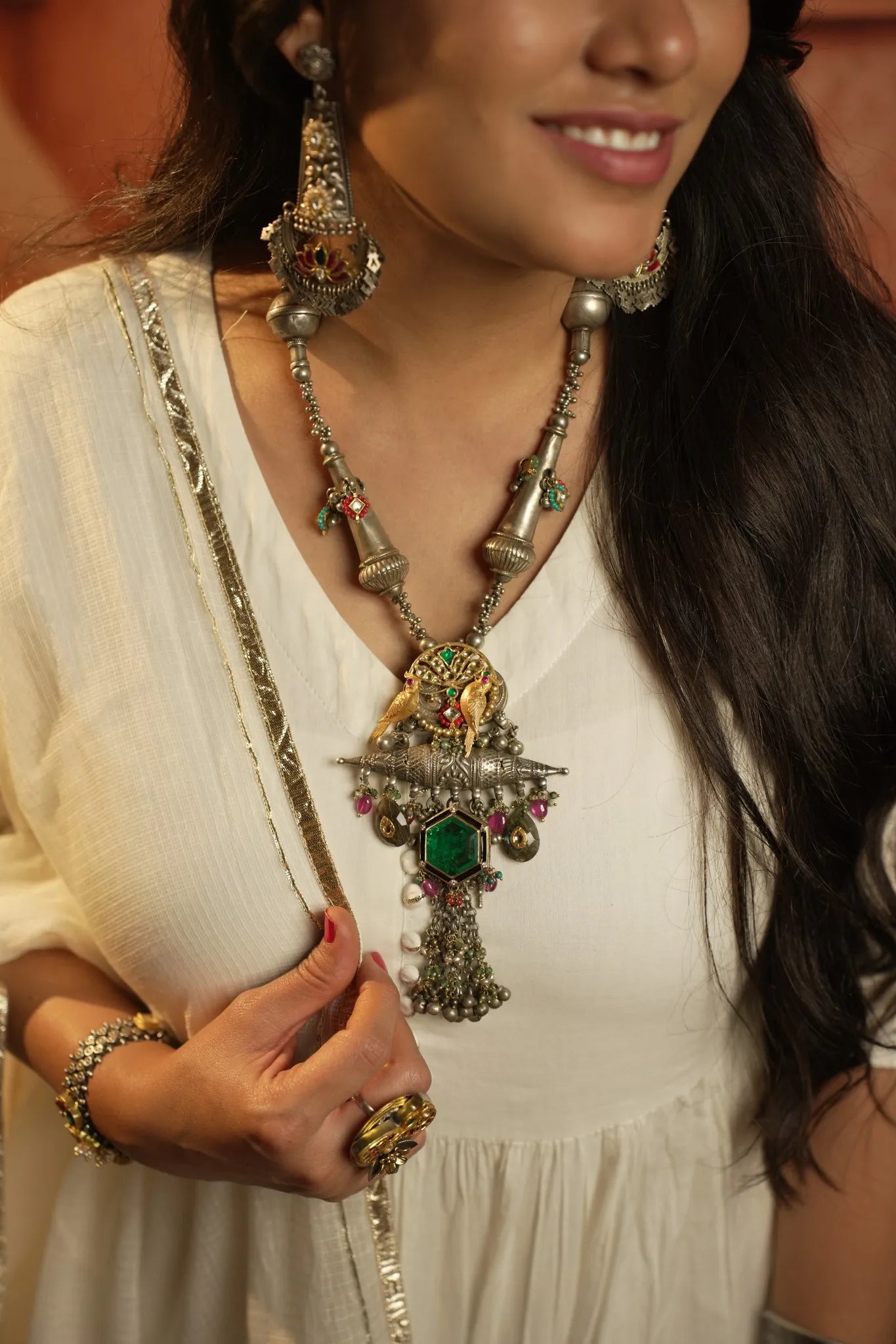 P925 Silver Vantara Parrot Heritage Necklace