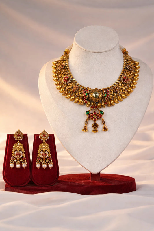 P925 Silver The Zarika Statement Necklace With Earrings