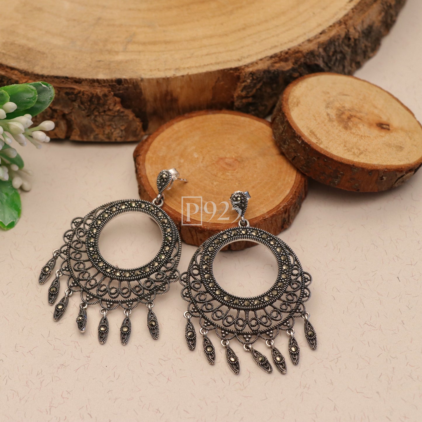 P925 Passion Hoop Fashion Earrings