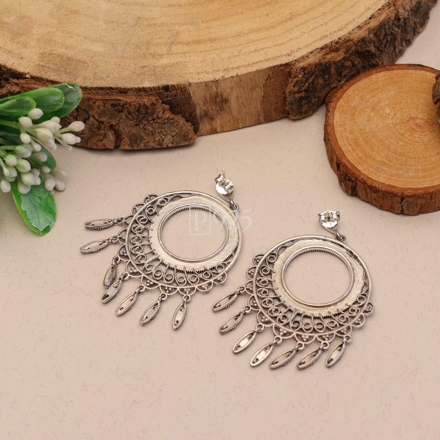 P925 Passion Hoop Fashion Earrings