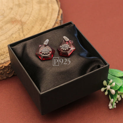 P925 Modern Red Fashion Silver Earrings