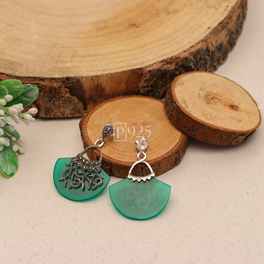 P925 Modern Green Chic Fashion Earrings