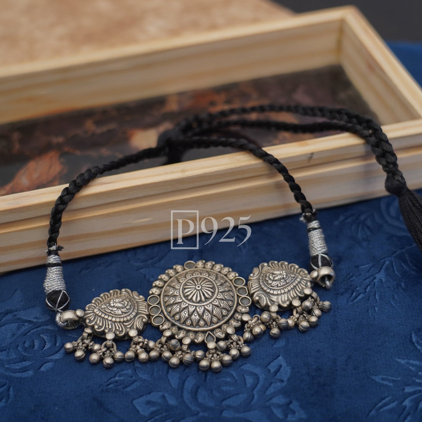 P925 Silver Oxidized Choker Necklace