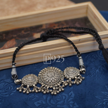 P925 Silver Oxidized Choker Necklace