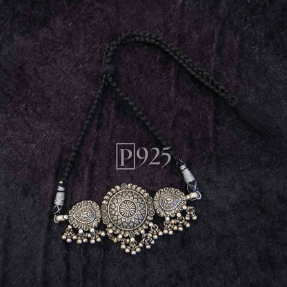 P925 Silver Oxidized Choker Necklace