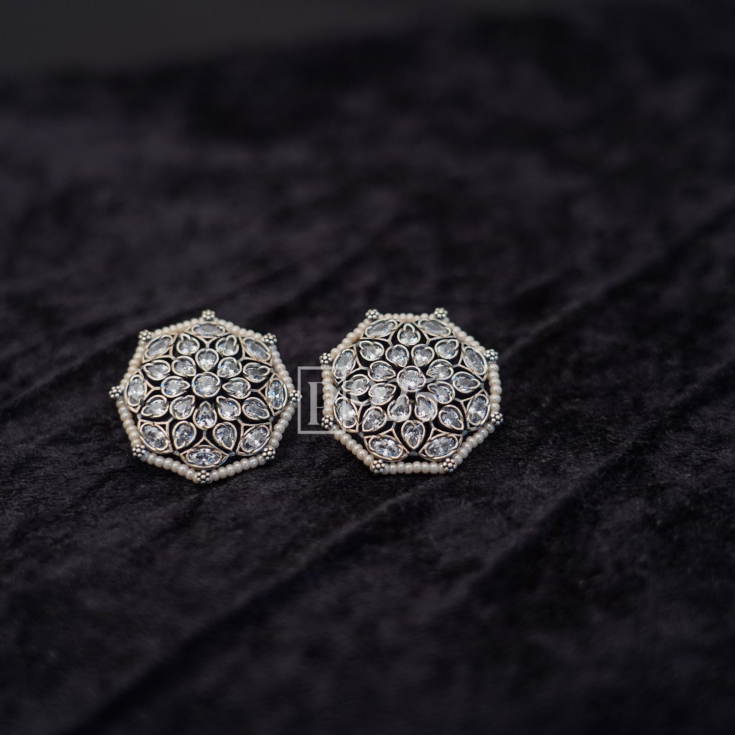 P925 Pearl Beaded Silver Studs