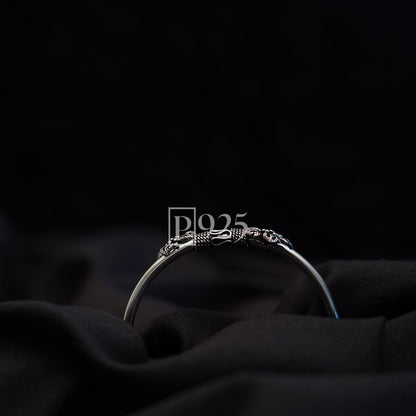 P925 Oxidized Silver Floral Bracelet