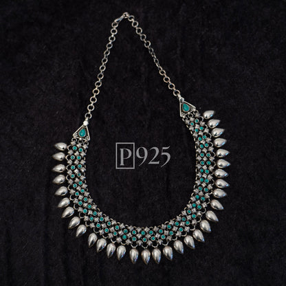 P925 Teal Blue Alvira Neckpiece