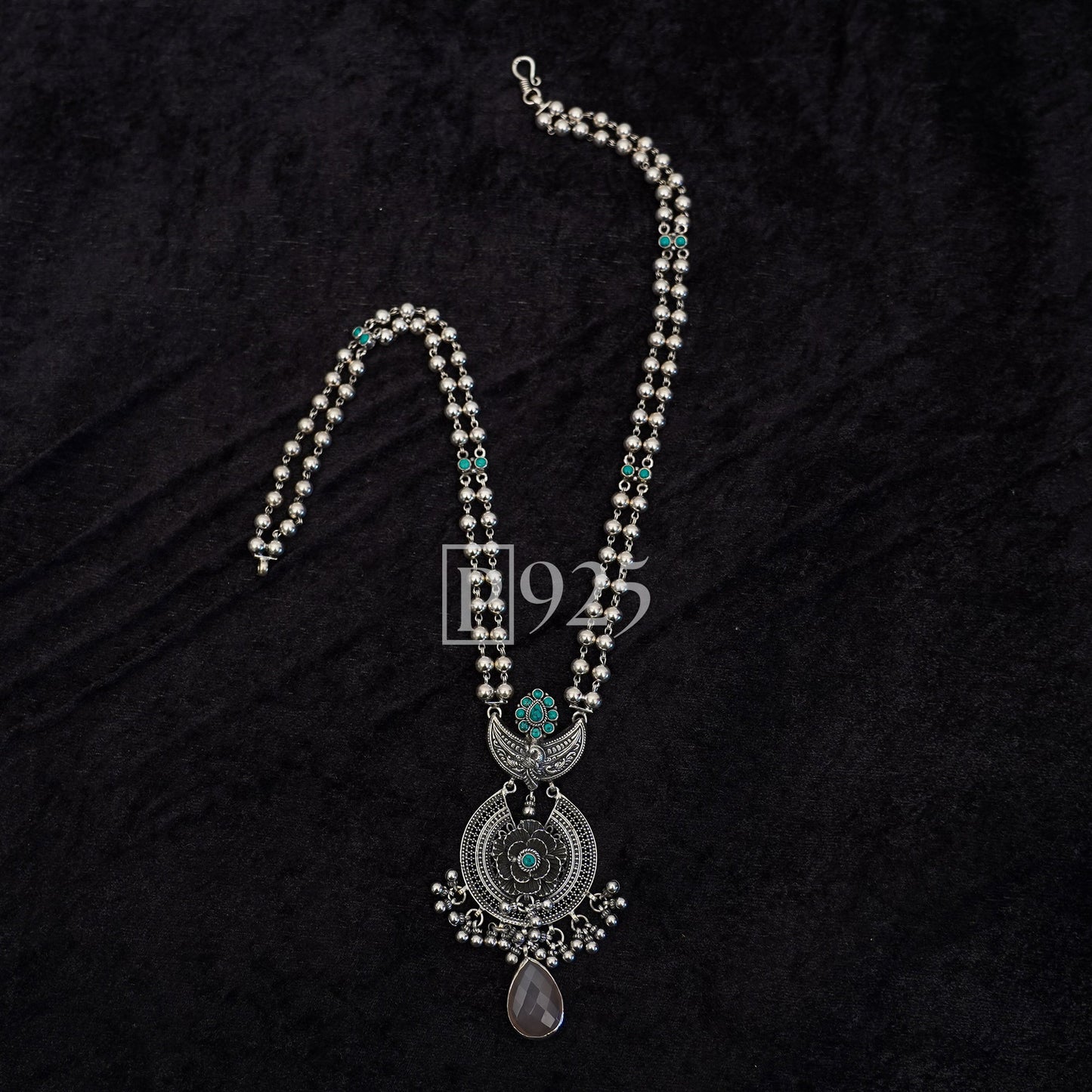 P925 Beaded Chain Silver Neckpiece