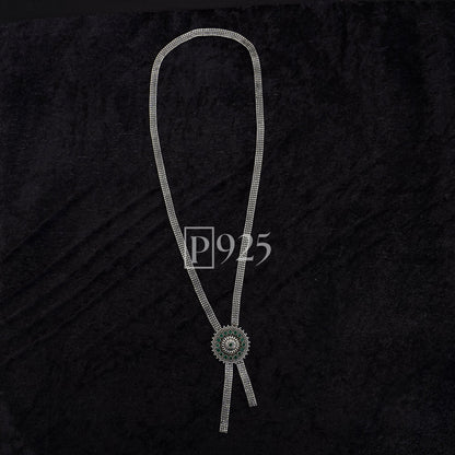 P925 Silver Classic Saaj Necklace with Green Stones