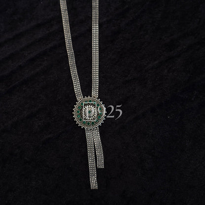 P925 Silver Classic Saaj Necklace with Green Stones