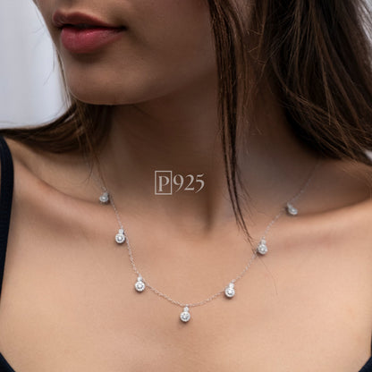 P925 Silver trendy layered chains