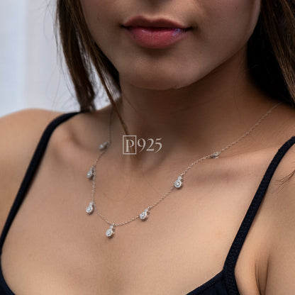 P925 Silver trendy layered chains