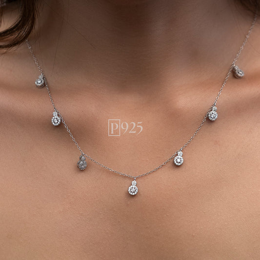 P925 Silver trendy layered chains