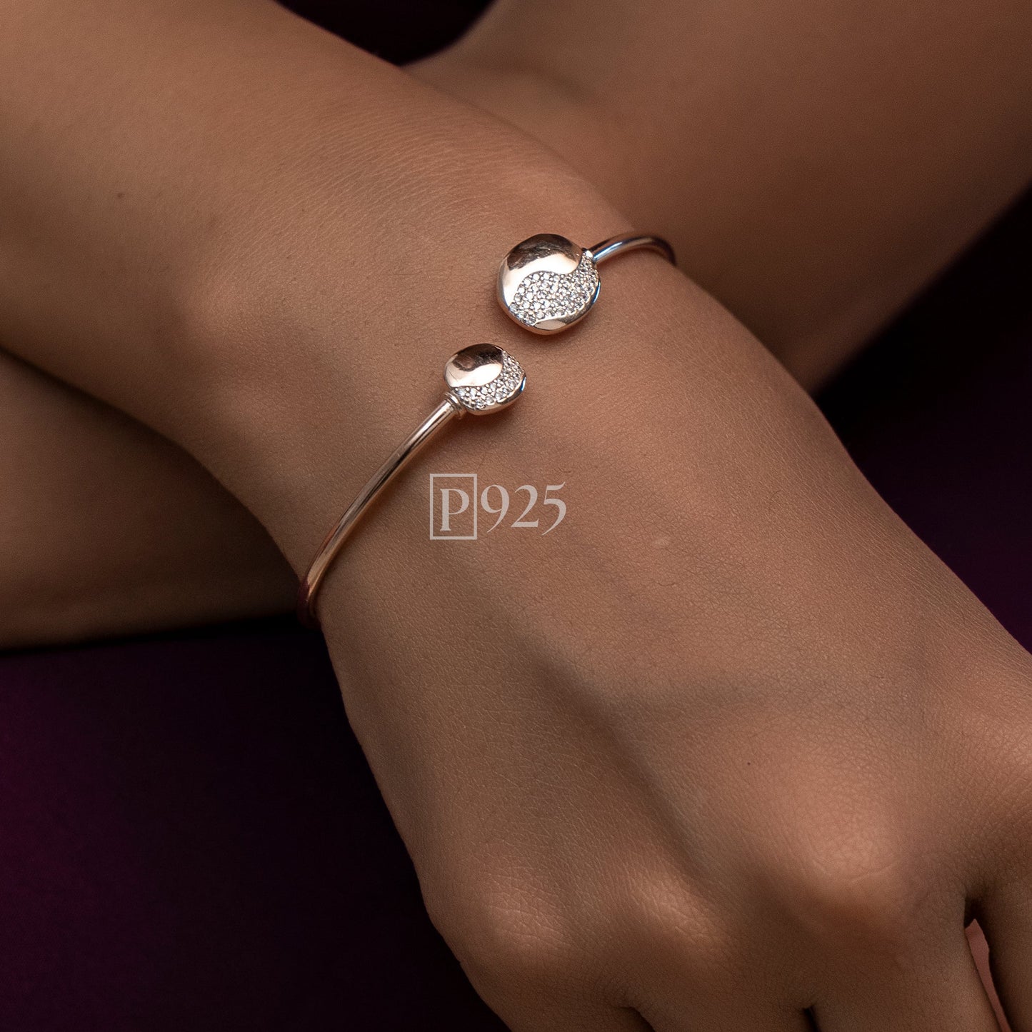 P925 silver rose gold kada bracelet