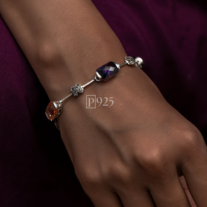 P925 silver semi precious stones bracelet