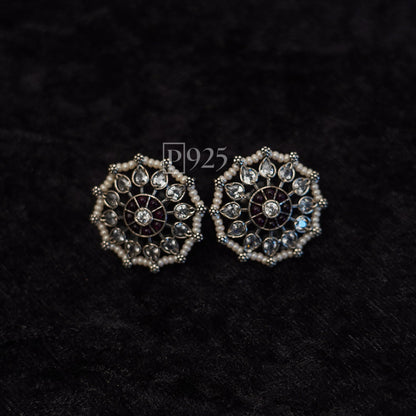 P925 jewel beaded silver studs