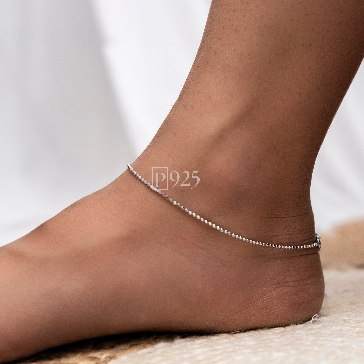 P925 silver delicate balls anklet