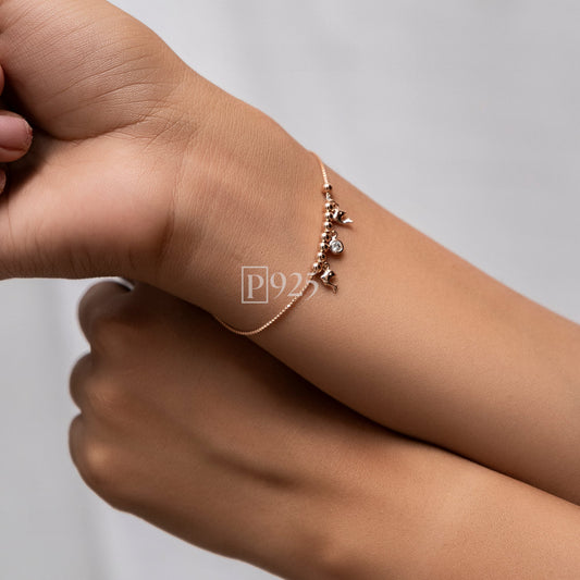 P925 silver dolphin charm rose gold bracelet