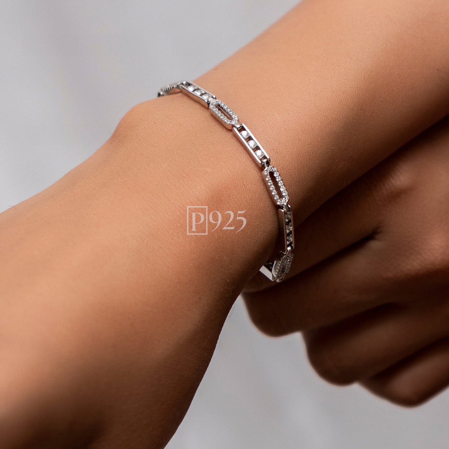 P925 silver CZ diamonds sequence loose bracelet