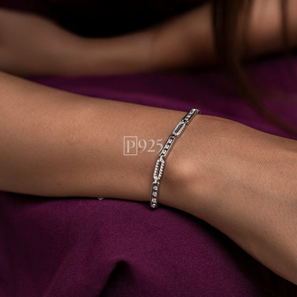 P925 silver CZ diamonds sequence loose bracelet