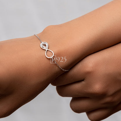 P925 silver nfinity with heart bracelet.