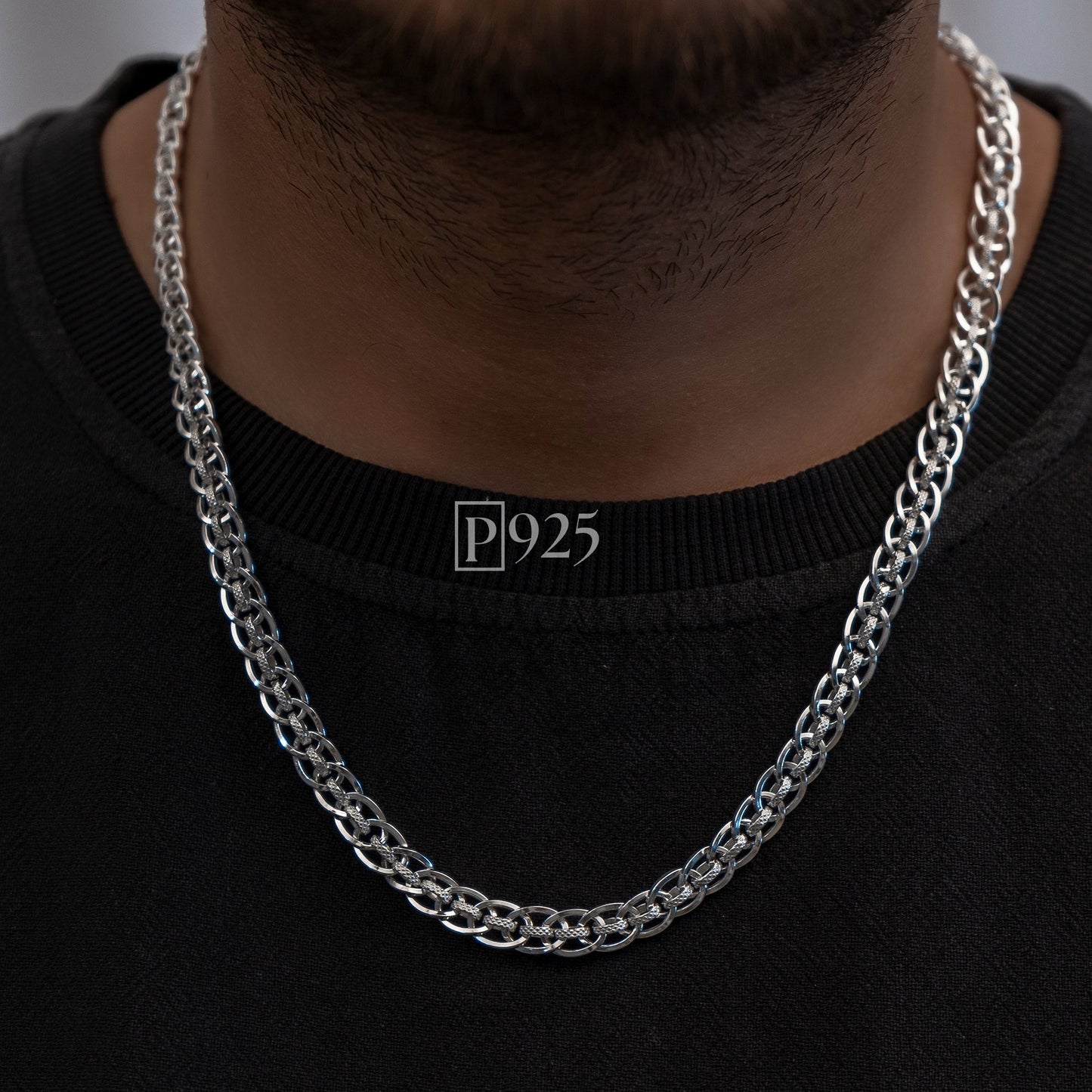 P925 silver Men's Modern Edge Chain