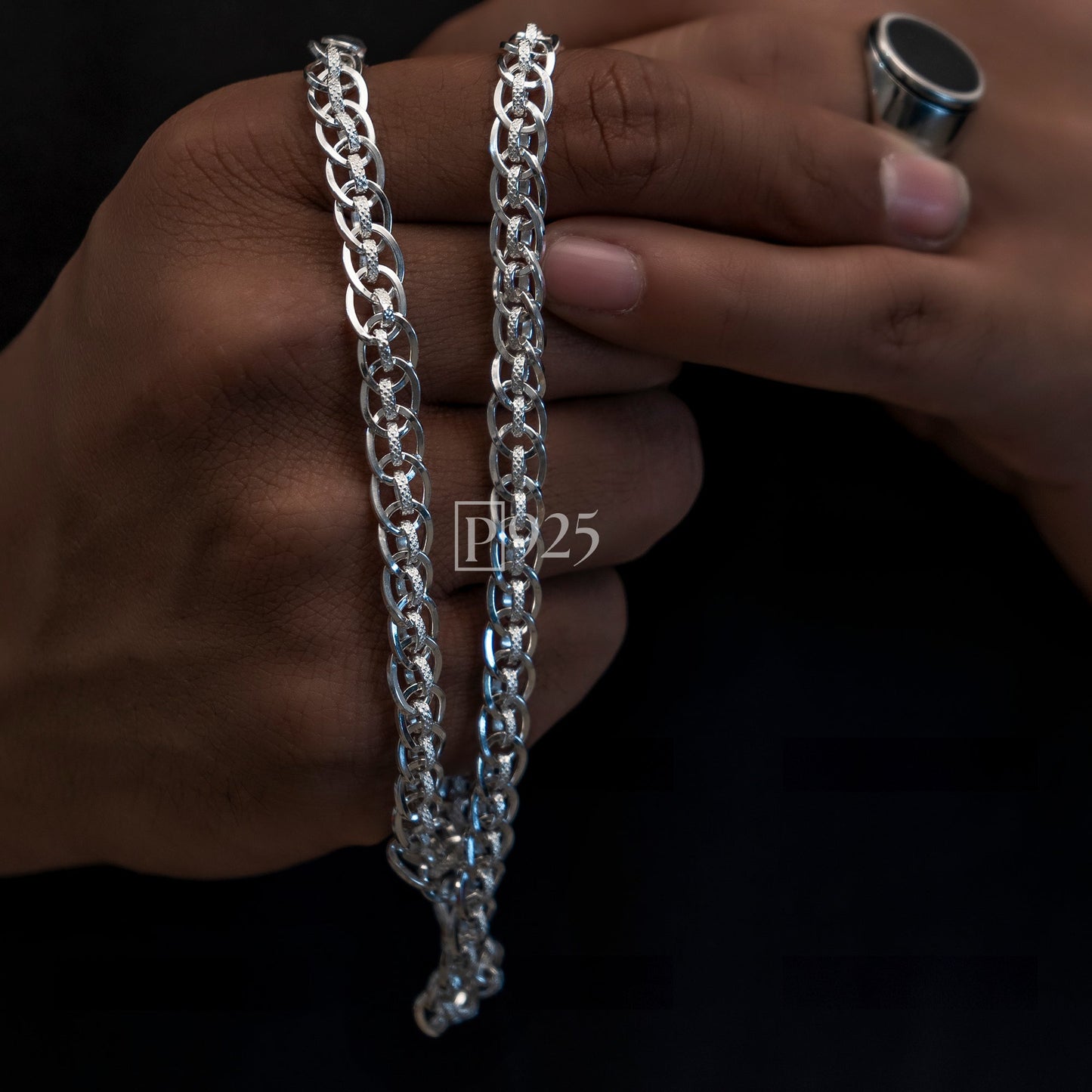 P925 silver Men's Modern Edge Chain