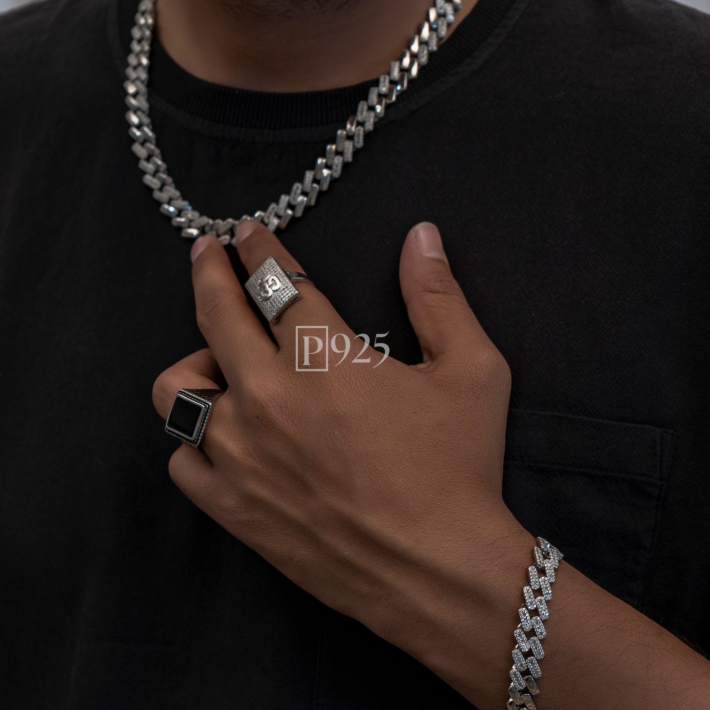 P925 silver Men's Bold Statement Cuban link chain