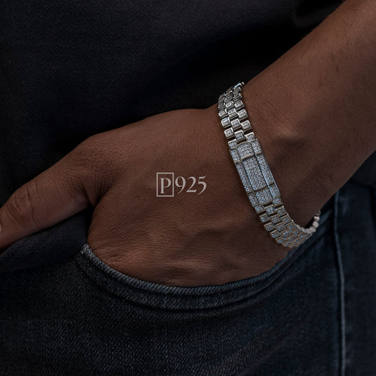 P925 silver luxury cz diamond men bracelet