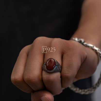 P925 silver onyx stone men ring