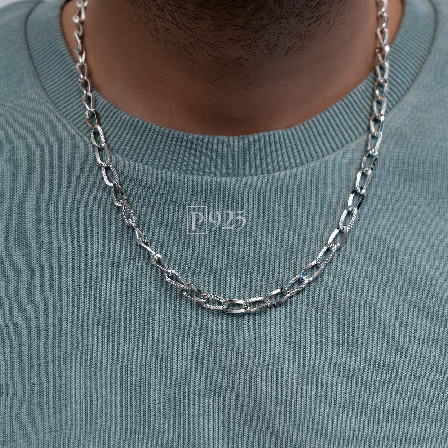 P925 silver sleek light weight men chain