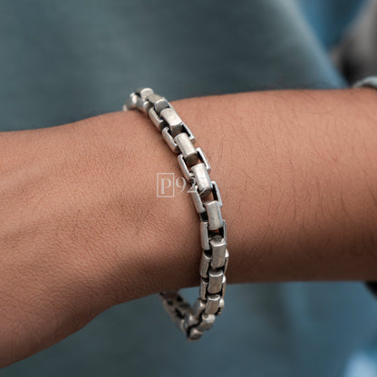 P925 silver unique shaped links bracelet for men