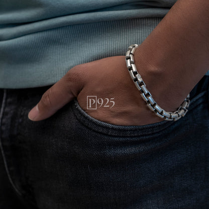 P925 silver unique shaped links bracelet for men