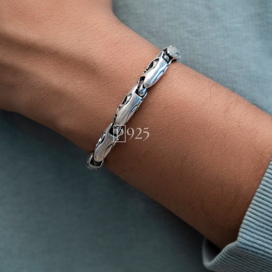 P925 silver antique design links bracelet for men