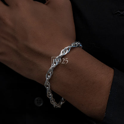 P925 silver Men's rope link bracelet