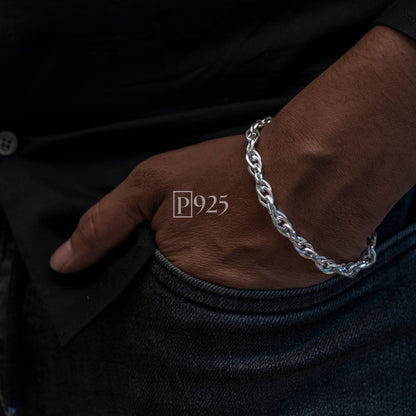 P925 silver Men's rope link bracelet