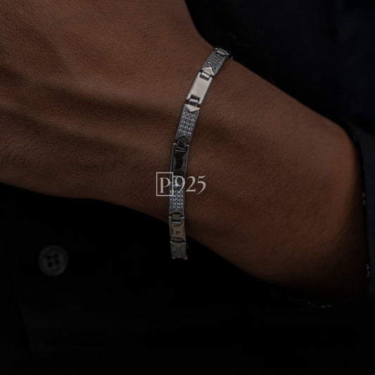 P925 silver modern design men diamond bracelet