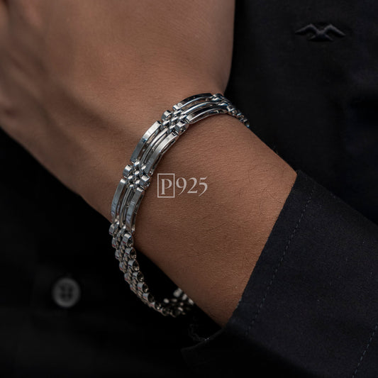 P925 silver Men's watch strap style bracelet