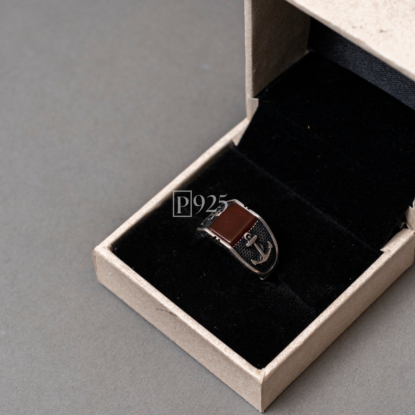 P925 silver anchor symbol men ring