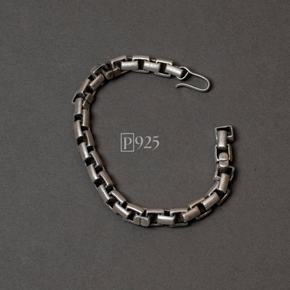 P925 silver unique shaped links bracelet for men