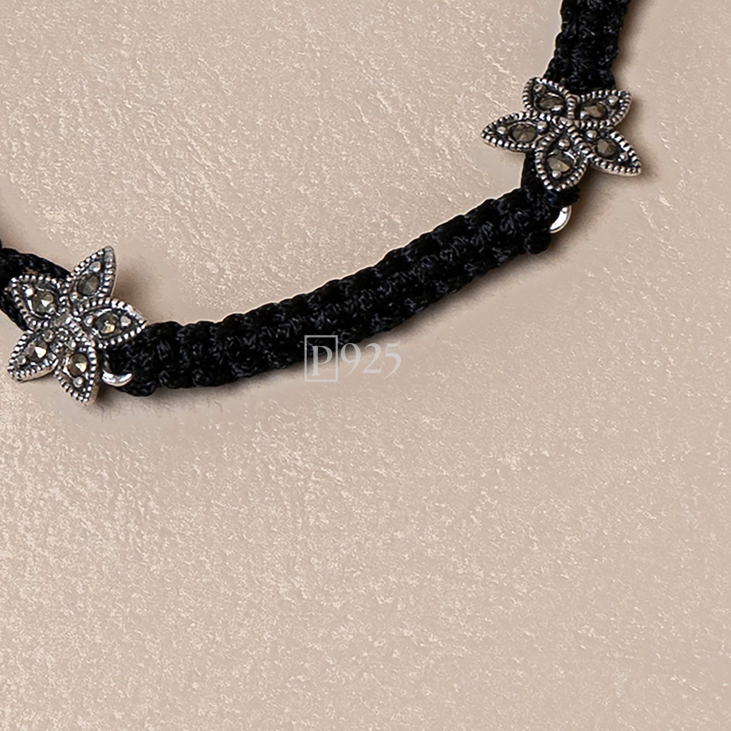 P925 Silver star marcasite anklet