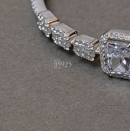 P925 Silver CZ Solitaire Link Bracelet